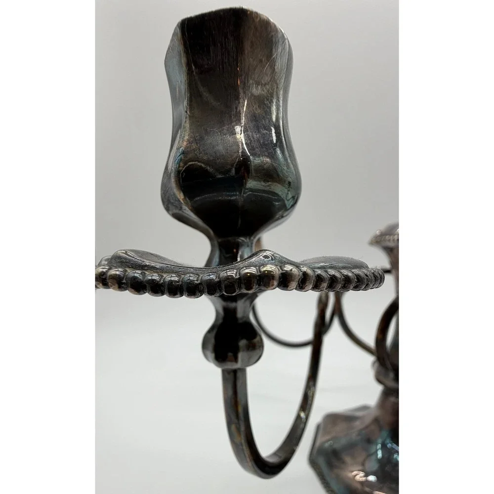 Antique Pairpoint Mfg Co Quadruple Plate Candelabra G117 Silver 5 Light 15